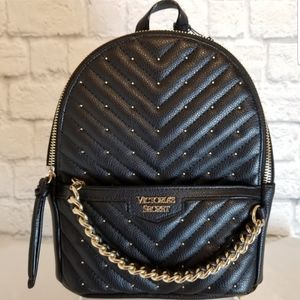 Victoria's Secret Black Studded Mini Backpack New